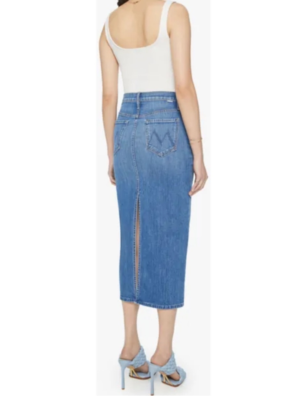 Like-New MOTHER Light Blue High-Waist Pencil Pusher Denim Skirt, Sz 26